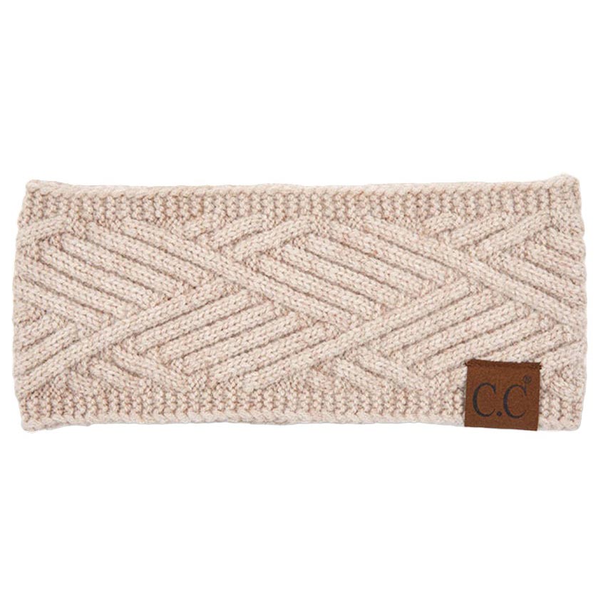 Beige C.C Diagonal Stripes Criss Cross Pattern Earmuff Headband, Stay warm and stylish with this. Crafted from a soft, cozy material, this headband features an all-over criss-cross pattern for a classic, fashionable look. It also features an adjustable band to fit comfortably and securely on your head.
