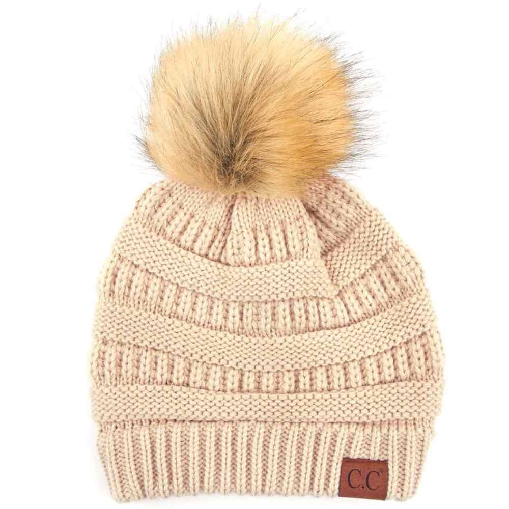 C.C Solid Ribbed Knit Beanie with Pom – Madeline Love