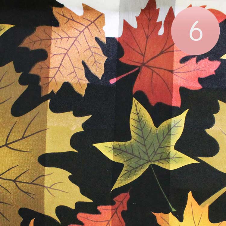 Black 6PCS Large Fall Leave Pattern Print Scarves, are perfect for completing any seasonal look. The lightweight material provides breathability and comfort, while the vibrant colors capture the autumn spirit. Each scarf features a unique pattern, allowing you to create a variety of looks.