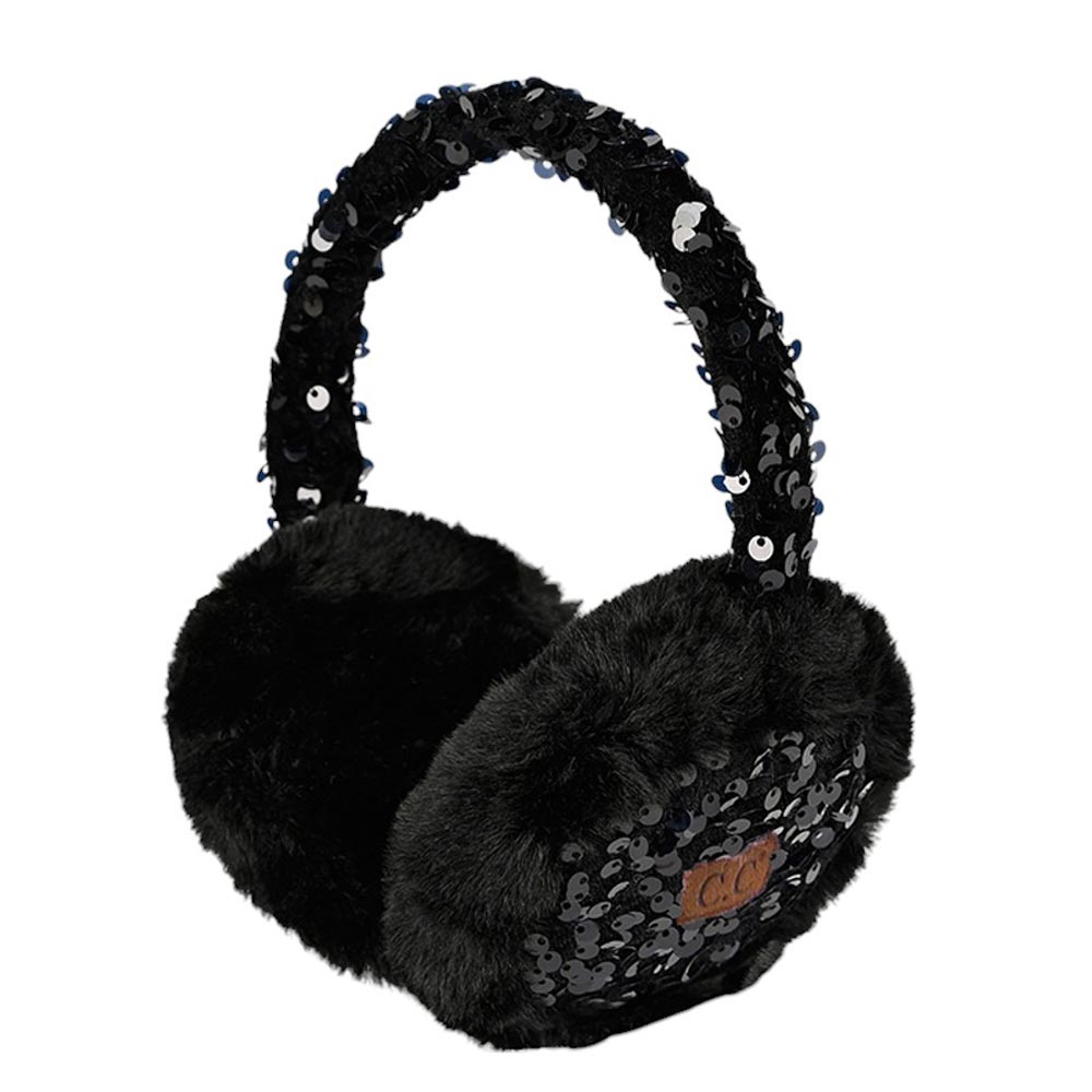 C.C Faux Fur Sequin Earmuff, this earmuff is designed with a faux fur and sequin finish for style and warmth. This is the perfect winter accessory for any occasion or any outdoor activity. It is lightweight and adjustable, offering comfort and superior insulation against cold temperatures. Perfect winter gift choice.