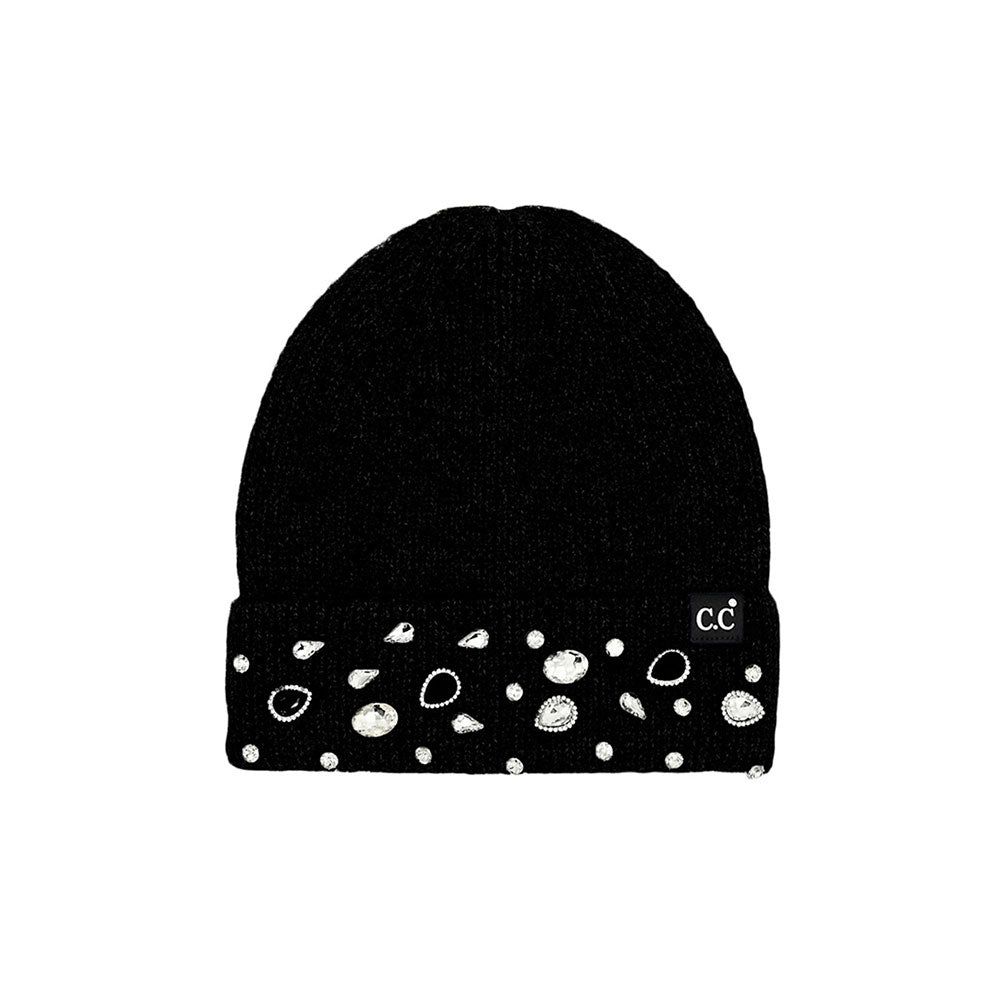 Black C.C Rhinestone Charm Beanie, is the perfect accessory for a chilly winter day. It's the perfect winter touch you need to finish your outfit in style. Awesome winter gift accessory for Birthday, Christmas, Stocking Stuffer, Secret Santa, Holiday, Anniversary, or Valentine's Day to your friends, family, and loved ones.