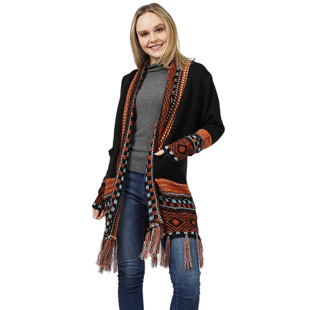 Bege Ethnic Patterned Front Pocket Sweater Cardigan, is the perfect accessory for keeping you comfortable and classy everywhere. It keeps you warm and toasty on winter and cold days. You can wear it on any casual outfit! Perfect Gift for Wife, Mom, Birthday, Holiday, Christmas, Anniversary, Fun Night Out. Happy Winter!