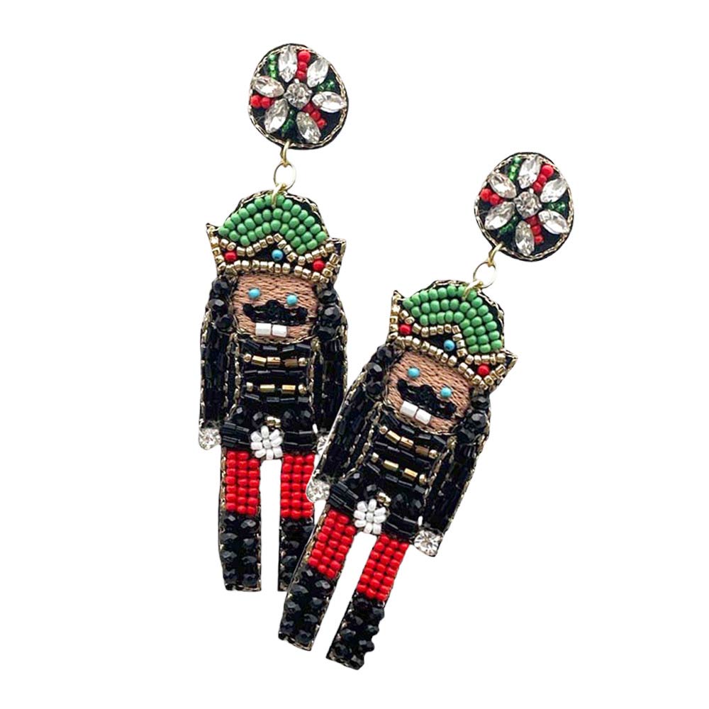 Black Felt Back Beaded Christmas Soldier Nutcracker Earrings, are fun handcrafted jewelry that fits your lifestyle, adding a pop of pretty color. Enhance your attire with these vibrant artisanal earrings to show off your fun trendsetting style. Great gift idea for your Wife, Mom, your Loving one, or any family member.