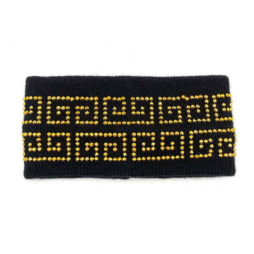 Black Gold Bling Greek Patterned Earmuff Headband, is a fashionable and functional accessory. Crafted from luxe materials, it features a classic Greek pattern for sophisticated style. The earmuffs provide superior insulation and are adjustable, providing a comfortable fit. Enjoy your winter runs and keep your ears warm in style.