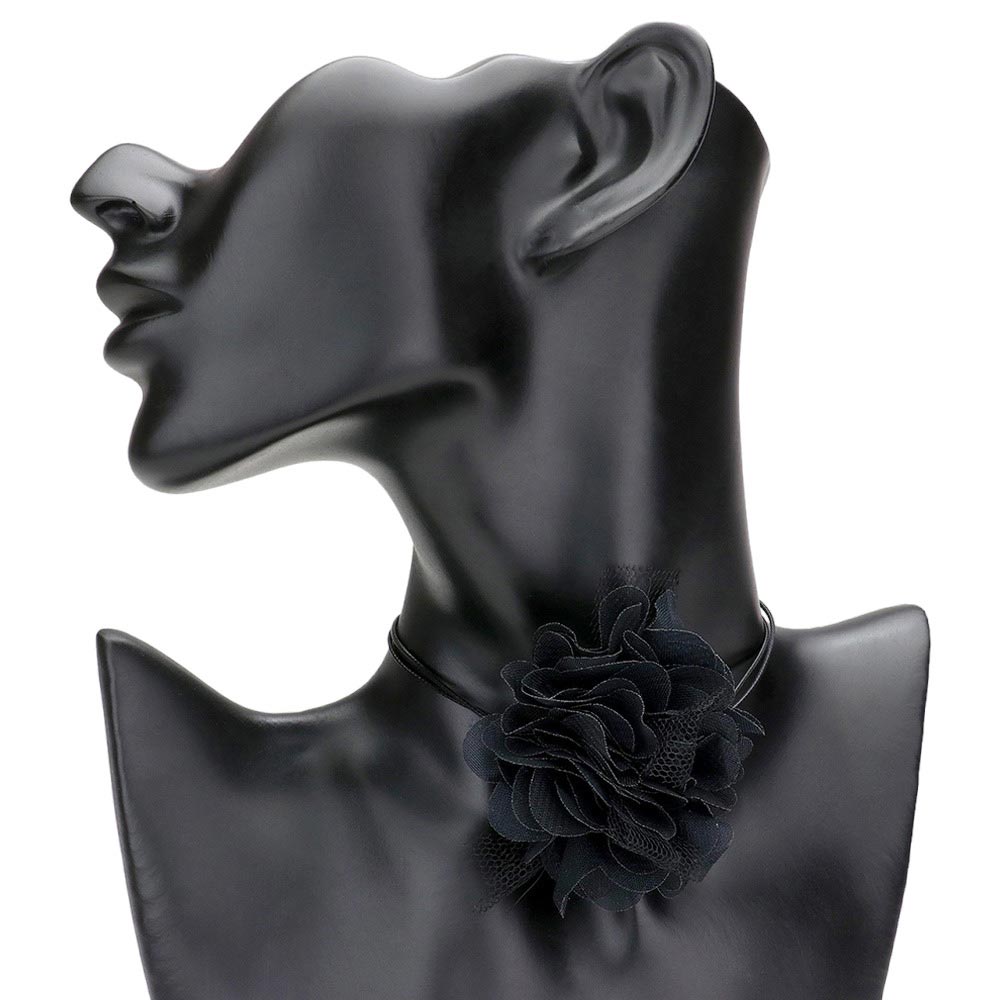 Black Mesh Flower Wrapped Choker Necklace, is perfect for adding a hint of sophistication to your look. It features a floral mesh design, giving it a subtle touch of femininity. The choker is lightweight and comfortable to wear, making it an ideal accessory for any occasion. Perfect gift choice for the peoples you love.