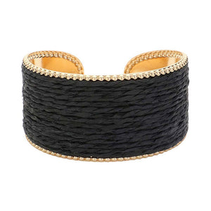 Black Raffia Cuff Bracelet, Introducing a unique addition to your jewelry collection. Made from versatile raffia, this cuff offers a touch of natural elegance to any outfit. Its lightweight design ensures all-day comfort. Perfect for giving a lovely gift to someone you love and care about. Elevate your style with this.