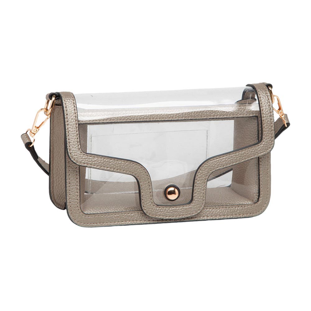 Bronze Solid Faux Leather Transparent Rectangle Shoulder Bag, is sophisticated and stylish. Crafted with durable, high-quality faux leather, it features a transparent rectangular shape for a chic look. Carry it to your next dinner date or social event to add a touch of elegance. Perfect Gift for fashion enthusiasts.