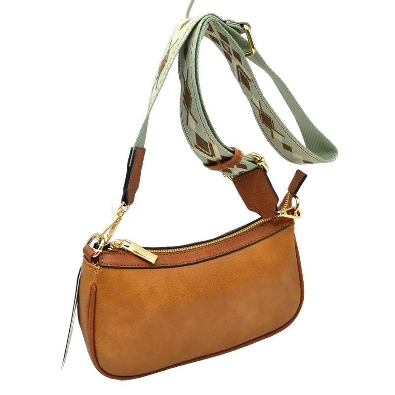 Brown Faux Leather Guitar Straps Crossbody Bag for Women, This gorgeous crossbody bag is going to be your absolute favorite new purchase! It features with adjustable and detachable handle strap, upper top zipper closure with pocket. Ideal for keeping your money, bank cards, lipstick, coins, and other small essentials in one place. It's versatile enough to carry with different outfits throughout the week. It's perfectly lightweight to carry around all day with all handy items altogether.