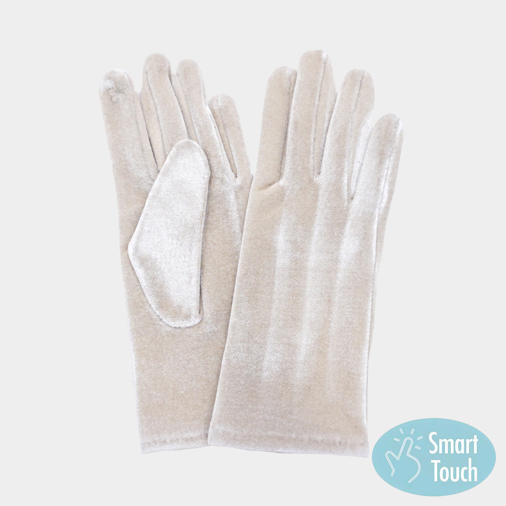 Solid Velvet Feel Smart Touch Gloves Beige