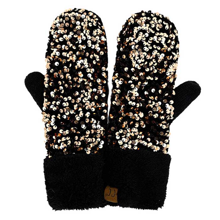 Gold C.C Sequin Mittens, Stay warm and cozy. These mittens are made with quality materials for maximum insulation and comfort. The sequin material is lightweight and breathable & provides excellent temperature control. An adjustable wristband allows for the perfect fit. Enjoy superior warmth during the cold winter months.