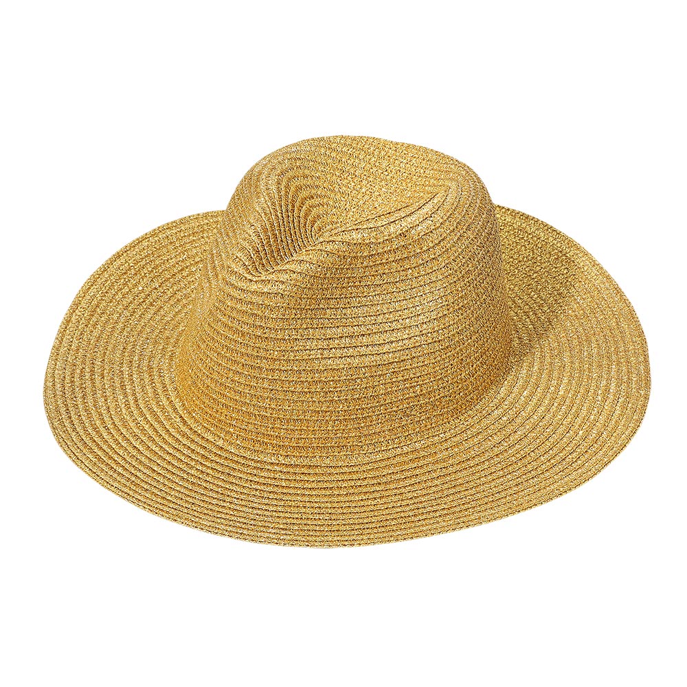 Metallic Gold or Silver Woven Fedora Sun Hat Metallic Me main image 4