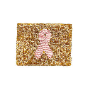 Gold Pink Ribbon Accented Seed Beaded Mini Pouch Bag, perfectly goes with any outfit and shows your trendy choice to make you stand out on your occasion. These are crafted from high-quality materials. Perfect gifts for pink ribbon lovers on their birthdays, Mother’s Day, Christmas, holidays, or any meaningful occasion.