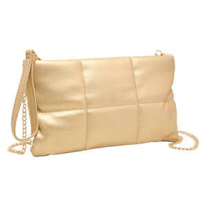 Gold Quilted Solid Faux Leather Crossbody Bag, Crafted with high-quality faux leather, this bag is both stylish and highly resistant to wear and tear. Its adjustable strap and sleek quilted pattern make it comfortable and fashionable. Wear it for any occasion. Nice gift item to family members and friends on any occasion.