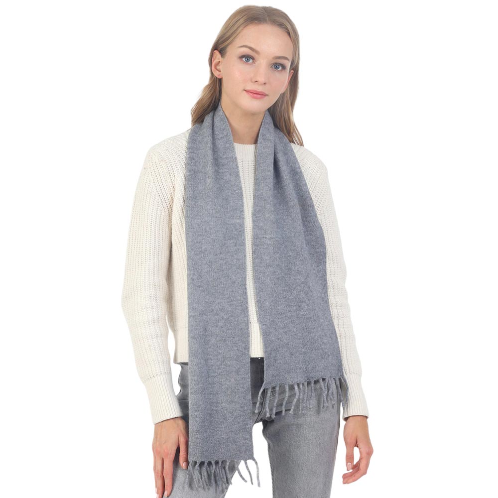 Gray Trendy Solid Fringe Oblong Scarf, is delicate, warm, on-trend & fabulous, and a luxe addition to any cold-weather ensemble. Great for daily wear in the cold winter to protect you against the chill, the classic style scarf & amps up the glamour with a plush. Perfect gift for birthdays, holidays, or any occasion.