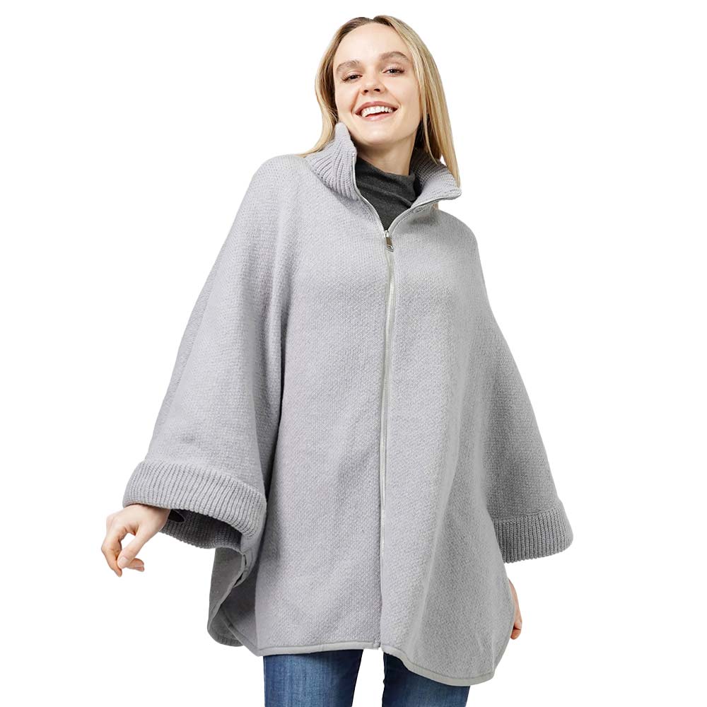 Black Zip Up Knit Cape Poncho, is delicate, warm, on-trend & fabulous, a luxe addition to any cold-weather ensemble. Great for daily wear in the cold winter to protect you against the chill, classic infinity-style zip-up poncho. Perfect Gift for wife, mom, birthday, holiday, etc.