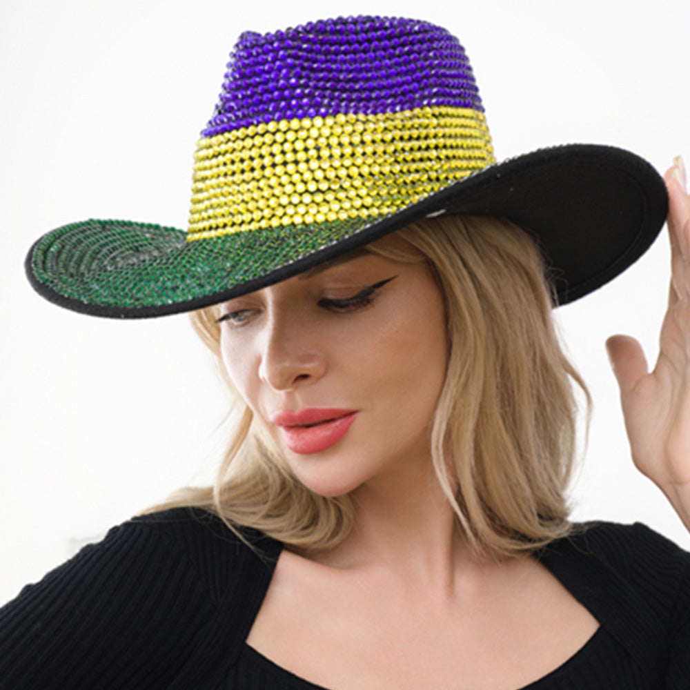 Bling Studded Mardi Gras Western Cowboy Hat – Madeline Love display picture 1