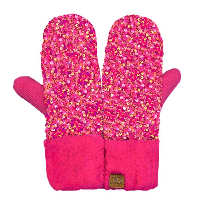 HOt Pink C.C Sequin Mittens, Stay warm and cozy. These mittens are made with quality materials for maximum insulation and comfort. The sequin material is lightweight and breathable & provides excellent temperature control. An adjustable wristband allows for the perfect fit. Enjoy superior warmth during the cold winter months.