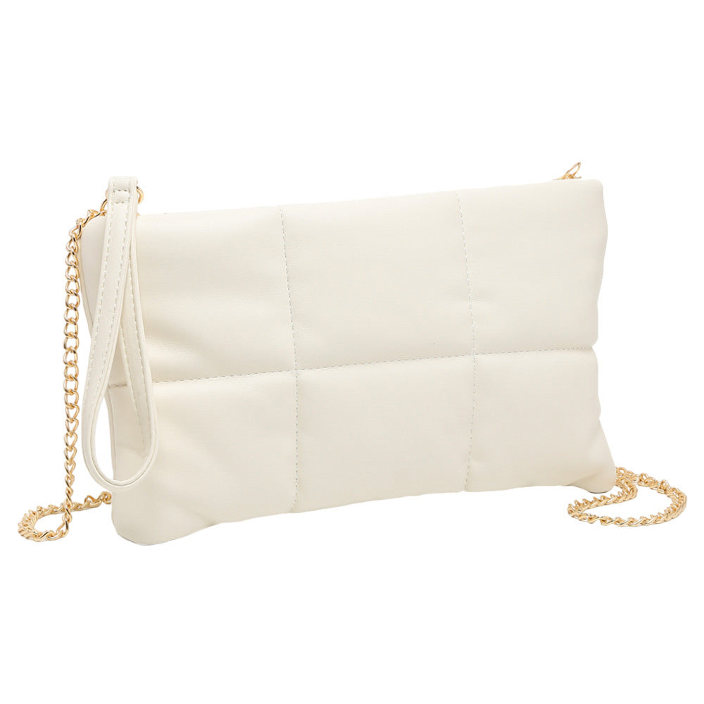 Ivory Quilted Solid Faux Leather Crossbody Bag, Crafted with high-quality faux leather, this bag is both stylish and highly resistant to wear and tear. Its adjustable strap and sleek quilted pattern make it comfortable and fashionable. Wear it for any occasion. Nice gift item to family members and friends on any occasion.