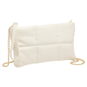 Ivory Quilted Solid Faux Leather Crossbody Bag, Crafted with high-quality faux leather, this bag is both stylish and highly resistant to wear and tear. Its adjustable strap and sleek quilted pattern make it comfortable and fashionable. Wear it for any occasion. Nice gift item to family members and friends on any occasion.