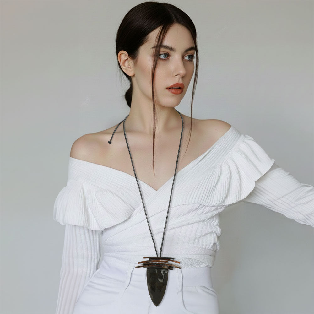 long dress necklaces Layered Resin Cone Pendant Adjustable Necklace Green 11/14/2025 perfect for any occasion 36 Breathtaking 1950s Elegant Size:MEDIUM - US WOMEN 6.5 - UK 4.5 - EU 38