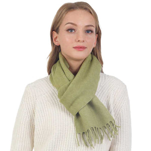 Olive Green Trendy Solid Fringe Oblong Scarf, is delicate, warm, on-trend & fabulous, and a luxe addition to any cold-weather ensemble. Great for daily wear in the cold winter to protect you against the chill, the classic style scarf & amps up the glamour with a plush. Perfect gift for birthdays, holidays, or any occasion.
