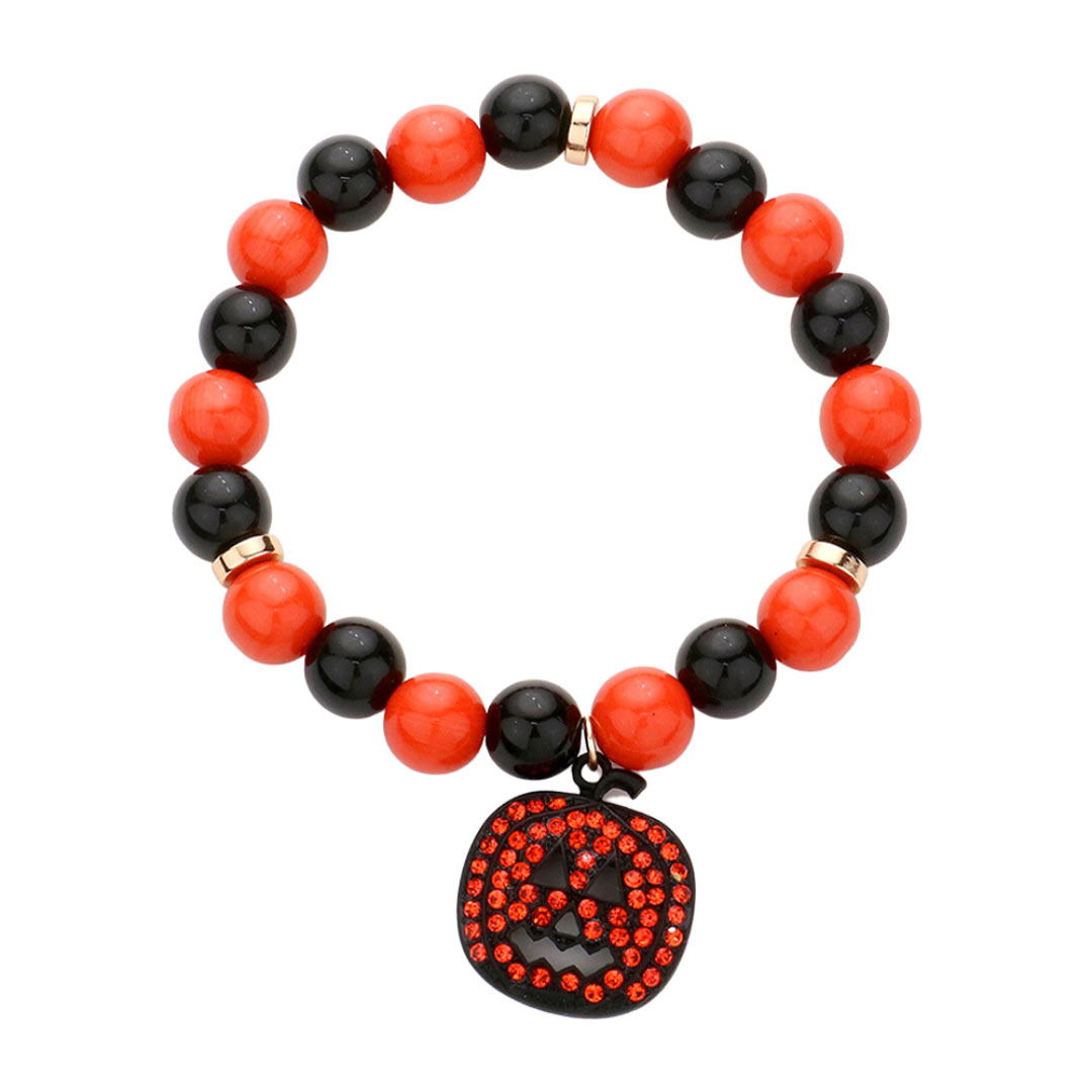 Orange Pumpkin Charm Beaded Stretch Bracelet, enhance your attire with this beautiful Halloween bracelet to show off your fun trendsetting style at Halloween. This pretty & tiny bracelet will surely bring a smile to one's face as a gift. This is the perfect gift for Halloween, especially for your friends and family.