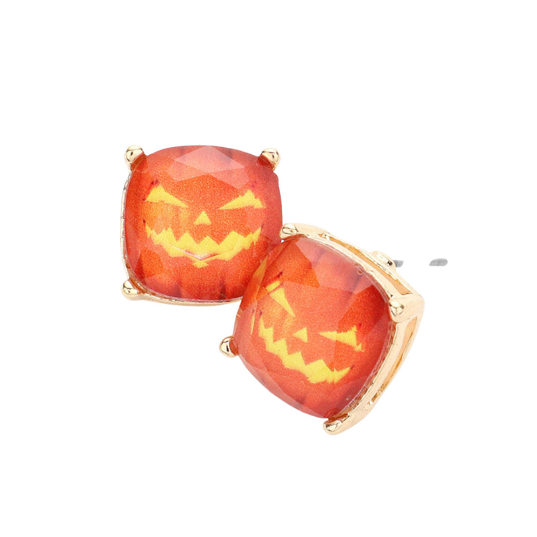 Orange Pumpkin Cushion Square Stud Earrings, are fun handcrafted jewelry that fits your lifestyle, adding a pop of pretty color. This pretty & tiny earring will surely bring a smile to one's face as a gift. This is the perfect gift for Halloween, especially for your friends, family, and the people you love and care about.