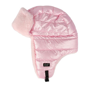 Pink C.C Trapper Hat is designed with a fully lined interior and faux fur trim for superior warmth and comfort. Its extra-long earflaps help to block out cold weather, while the adjustable chin strap provides a secure fit. Perfect for cold winter outdoor activities like biking, driving, hiking, cycling, skiing, etc.