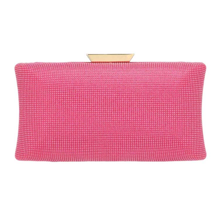 Pink Glittered Rectangle Evening Clutch Crossbody Bag adds a touch of glamour to any evening look. Crafted from fine-glittered material, this clutch features a distinctive rectangle shape. The adjustable shoulder strap allows you to effortlessly switch between a clutch and a crossbody bag.