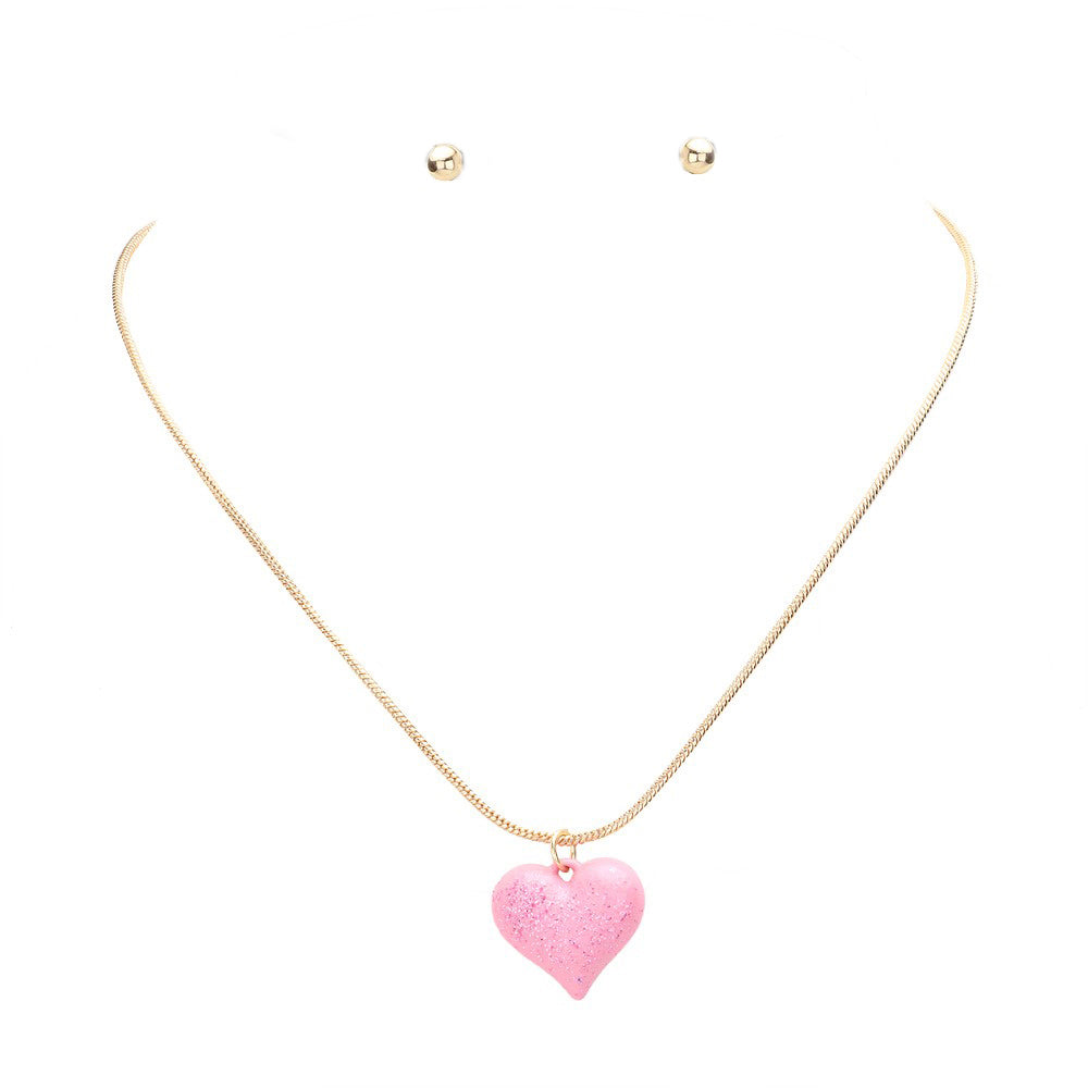 Pink Heart Pendant Jewelry Set, This elegant set combines timeless design with expert craftsmanship. Made with quality materials, each piece reflects the significance of love and devotion. Perfect for any occasion, this set is an ideal gift for a loved one, or simply a beautiful addition to your own collection.
