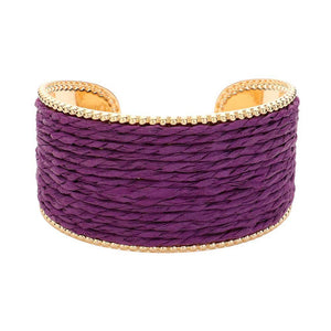 Puple Raffia Cuff Bracelet, Introducing a unique addition to your jewelry collection. Made from versatile raffia, this cuff offers a touch of natural elegance to any outfit. Its lightweight design ensures all-day comfort. Perfect for giving a lovely gift to someone you love and care about. Elevate your style with this.