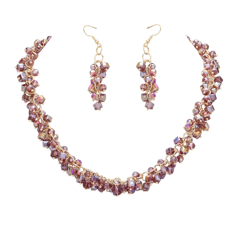 purple Square Round Beaded Jewelry Set, adds a touch of sophistication to outfits. Crafted from glass beads, it features a unique square-round pattern, a unique addition to your wardrobe. Showcase your eye for fashion with this classic Jewelry set. Perfect Birthday Gift, Anniversary Gift, Mother's Day Gift, Graduation Gift.
