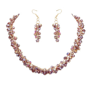 purple Square Round Beaded Jewelry Set, adds a touch of sophistication to outfits. Crafted from glass beads, it features a unique square-round pattern, a unique addition to your wardrobe. Showcase your eye for fashion with this classic Jewelry set. Perfect Birthday Gift, Anniversary Gift, Mother's Day Gift, Graduation Gift.