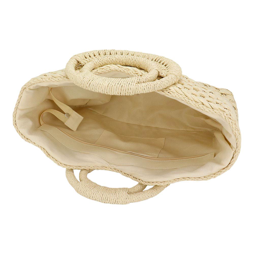 Raffia Woven Tote Bag is expertly crafted with high-quality raffia material to provide a durable and stylish option for everyday use. The intricate woven design adds a touch of sophistication to any outfit, while the spacious interior allows for convenient storage and organization on the go. Elevate your look with this