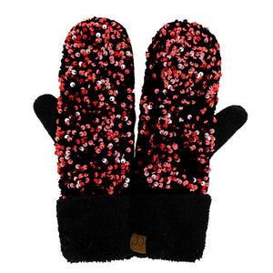 Red C.C Sequin Mittens, Stay warm and cozy. These mittens are made with quality materials for maximum insulation and comfort. The sequin material is lightweight and breathable & provides excellent temperature control. An adjustable wristband allows for the perfect fit. Enjoy superior warmth during the cold winter months.