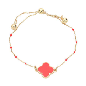 Red Enhance your style with our Quatrefoil Pendant Accented Seed Beads Strand Pull Tie Cinch Bracelet. Crafted with intricate details, this bracelet is perfect for adding a touch of elegance to any outfit. The adjustable pull tie allows for a comfortable and secure fit. Step up your fashion game today.