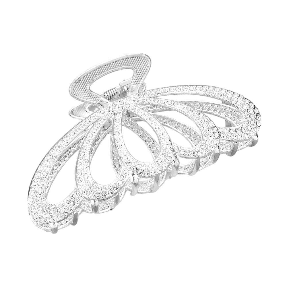 Gold Rhinestone Paved Hair Claw Clip, is the perfect accessory for any special occasion. The sparkly rhinestones catch light for a beautiful eye-catching accent. Its strong grip makes it perfect for clipping any hairstyle securely, all while adding a hint of glamour.
