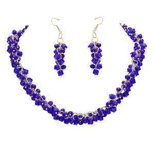 Royal Blue Square Round Beaded Jewelry Set, adds a touch of sophistication to outfits. Crafted from glass beads, it features a unique square-round pattern, a unique addition to your wardrobe. Showcase your eye for fashion with this classic Jewelry set. Perfect Birthday Gift, Anniversary Gift, Mother's Day Gift, Graduation Gift.