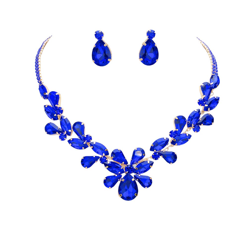Sapphire Marquise Teardrop Cluster Evening Jewelry Set, is an excellent jewelry set that will sparkle all night long making you shine like a diamond. Crafted with attention to detail, these jewelry sets will add a touch of glamour to any attire. Perfect gift for birthdays, Mother's Day, anniversaries etc.