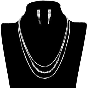Silver CZ Square Stone Detailed Triple Layered Jewelry Set, this CZ square jewelry set adds a touch of elegance to any look. This cz square stone jewelry set is the perfect addition to any outfit. Gift for birthdays, anniversaries, Mother's Day, Prom Jewelry, or any other meaningful occasion.