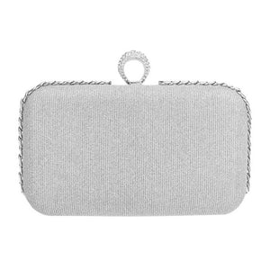 Silver Chain Detailed Shimmery Evening Clutch Crossbody Bag, is beautifully designed and fit for all occasions & places. Perfect for makeup, money, credit cards, keys or coins, and many more things. This crossbody bag feature contains a detachable shoulder chain and clasp closure that makes your life easier and trendier.