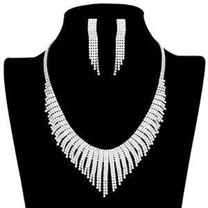 Silver Rhinestone Pave Necklace, features gleaming rhinestones that sparkle in the light. Its elegant design makes it highly fashionable and perfect for a night out or a special occasion. The necklace is sure to make you shine like a diamond. Perfect for birthday gifts, anniversaries, Mother's Day, Prom Jewelry, etc.