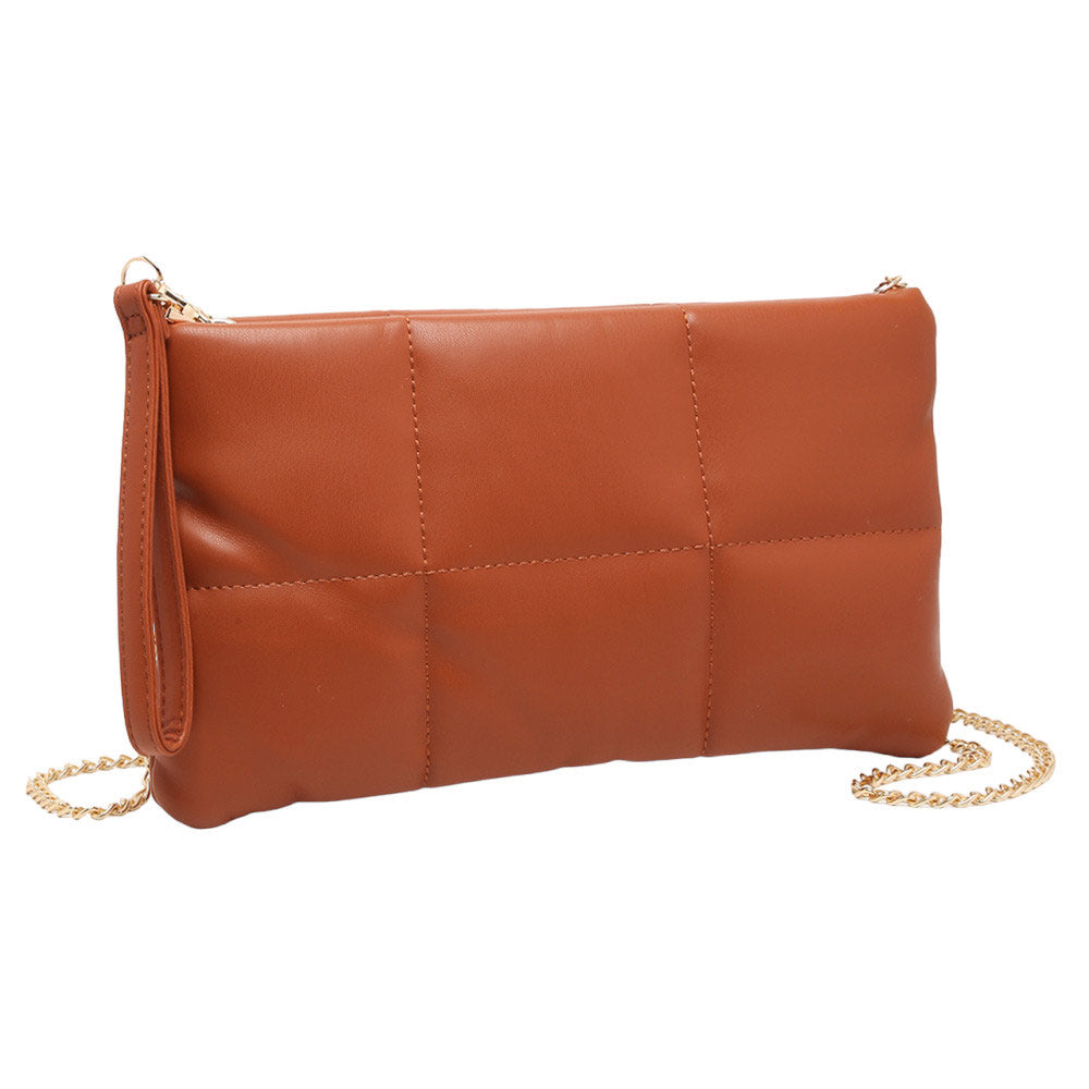 Tan Quilted Solid Faux Leather Crossbody Bag, Crafted with high-quality faux leather, this bag is both stylish and highly resistant to wear and tear. Its adjustable strap and sleek quilted pattern make it comfortable and fashionable. Wear it for any occasion. Nice gift item to family members and friends on any occasion.