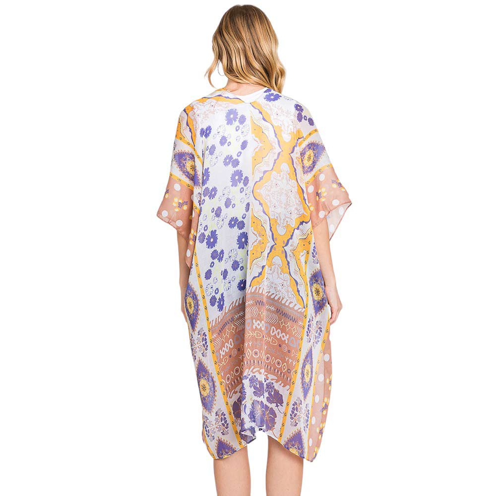 Taupe Abstract Paisley Flower Print Kimono Poncho, Expertly crafted with an abstract paisley print, this kimono poncho is a versatile addition to any wardrobe. Made with lightweight, breathable material, it's perfect for layering over any outfit for a chic look. Enjoy the unique design and comfortable fit of this piece.