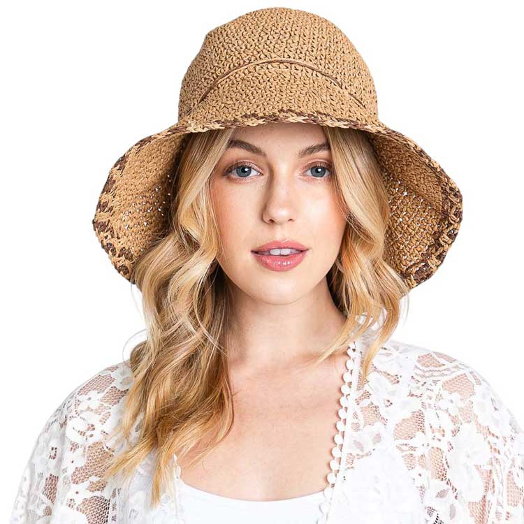 Taupe Edge Detailed Straw Bucket Hat, Expertly crafted with detailed edges, this straw bucket hat adds a touch of sophistication to any summer outfit. Made with high quality materials, it offers both style and protection from the sun's harmful rays. Perfect for a day at the beach or a stroll in the park.