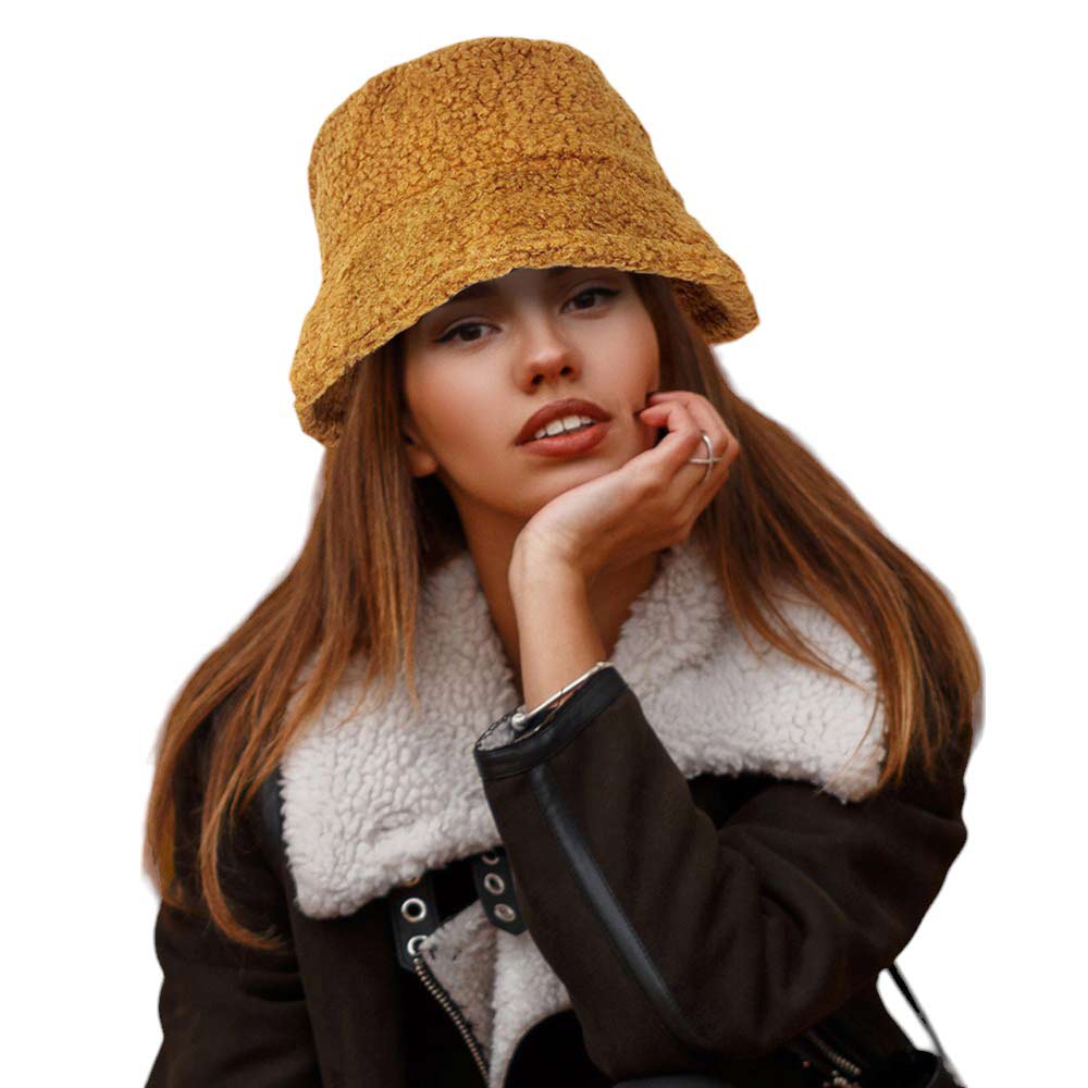 BEige Sherpa Bucket Hat, Stay warm, stylish, and comfortable all season long with this. Crafted from plush Sherpa fabric with a classic bucket shape, this hat offers insulation and a luxurious feel to keep you cozy in winter. It ensures a secure fit and allows you to customize your style. Perfect winter gift idea.