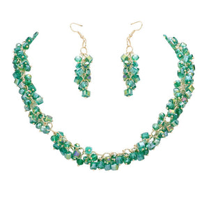 Teal Square Round Beaded Jewelry Set, adds a touch of sophistication to outfits. Crafted from glass beads, it features a unique square-round pattern, a unique addition to your wardrobe. Showcase your eye for fashion with this classic Jewelry set. Perfect Birthday Gift, Anniversary Gift, Mother's Day Gift, Graduation Gift.
