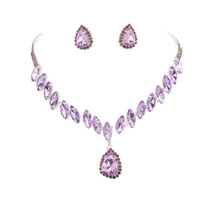 Violate Marquise Stone Cluster Dropped Teardrop Evening Jewelry Set, is an excellent jewelry set that will sparkle all night long making you shine like a diamond. Crafted with attention to detail, these jewelry sets will add a touch of glamour to any attire. Perfect gift for birthdays, Mother's Day, anniversaries etc.