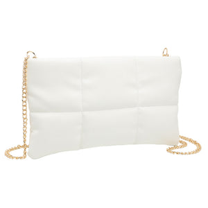 White Quilted Solid Faux Leather Crossbody Bag, Crafted with high-quality faux leather, this bag is both stylish and highly resistant to wear and tear. Its adjustable strap and sleek quilted pattern make it comfortable and fashionable. Wear it for any occasion. Nice gift item to family members and friends on any occasion.
