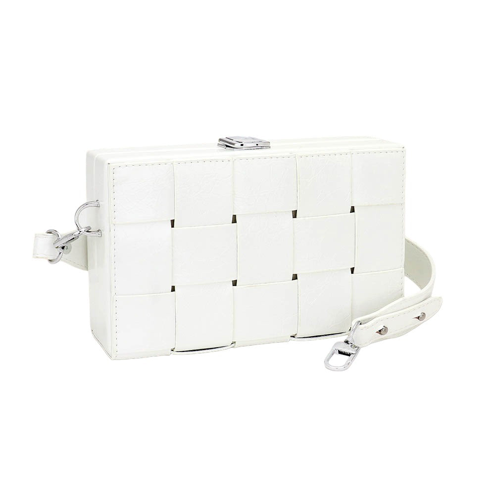 White Faux Leather Woven Square Box Crossbody Bag, will complete any casual or professional outfit. Made of high-quality faux leather, this bag has a woven box design and is equipped with an adjustable strap. Its lightweight design makes it easy to carry, for a truly stylish and functional accessory.